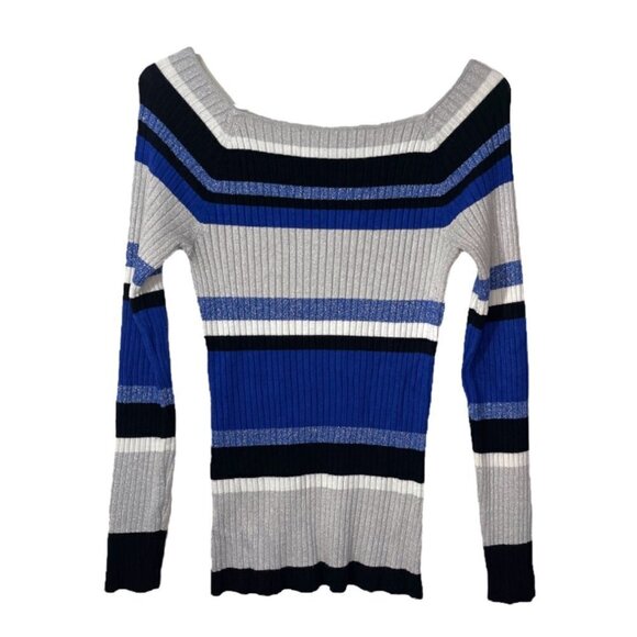 INC International Concepts Metallic Striped‎ Sweater size M - Picture 2 of 6